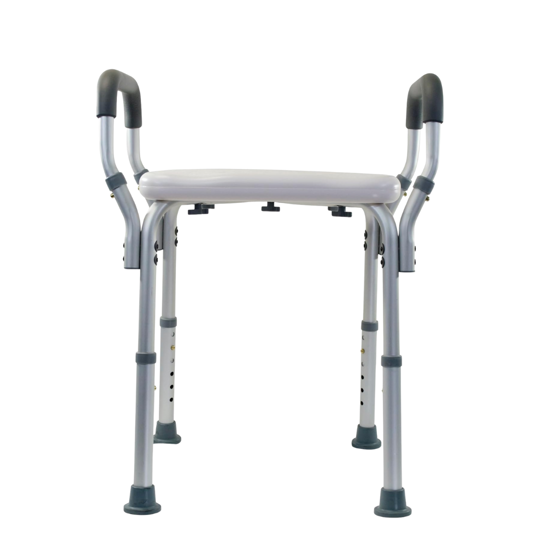Height Adjustable Shower and Bath Chair with Arms and Optional Back