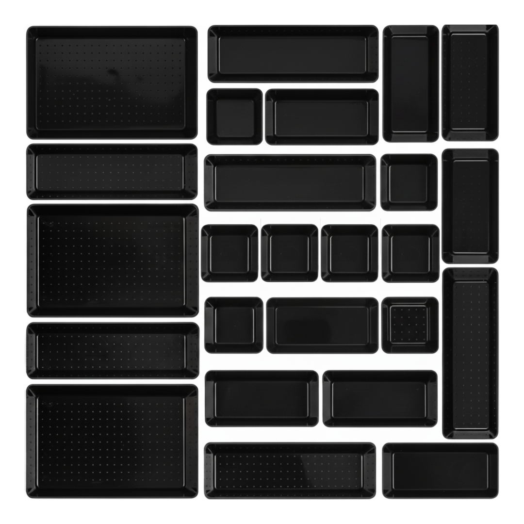 Plastic Drawer Organizer Set 25-Piece in 4-Size Storage Trays