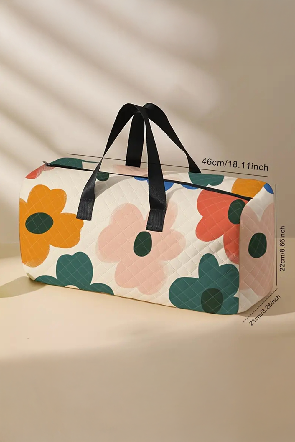 Taske blomsterprint quiltet weekendtaske polyester
