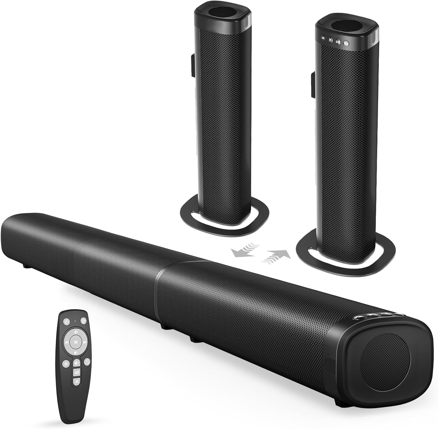 100W Bluetooth 5.3 Sound Bar for Smart TV with Detachable Speakers