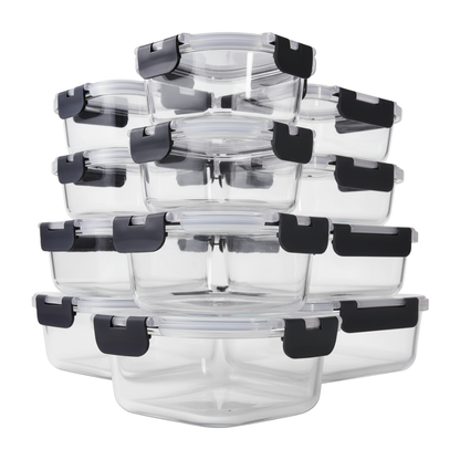 12 Piece Borosilicate Glass Food Storage Containers with Lids
