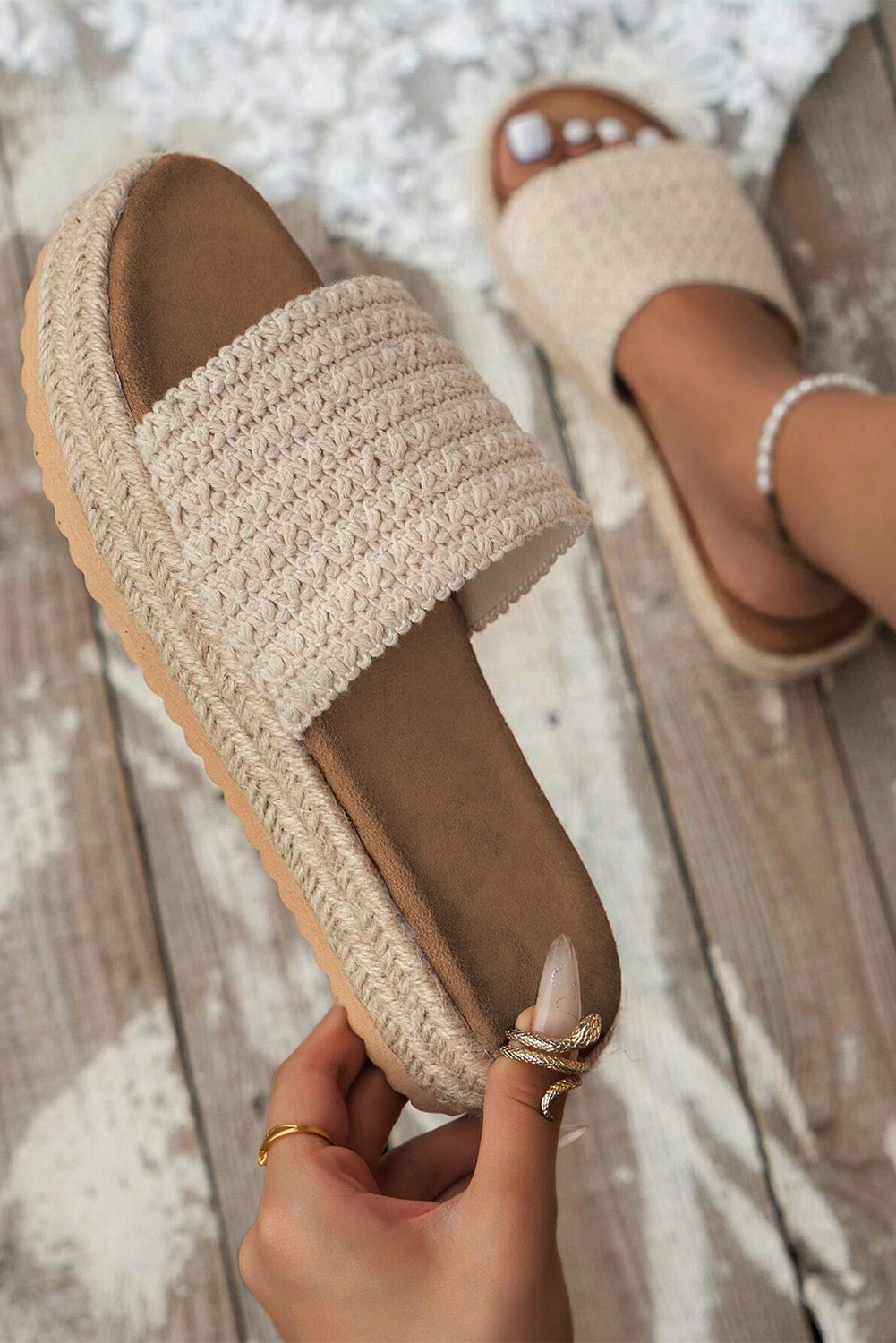 Sandaler kilehæl vævet skridsikre boho sommersko