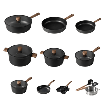 17-Piece Titanium-Reinforced Nonstick Cookware Set with Tempered Lids - Kim Mode