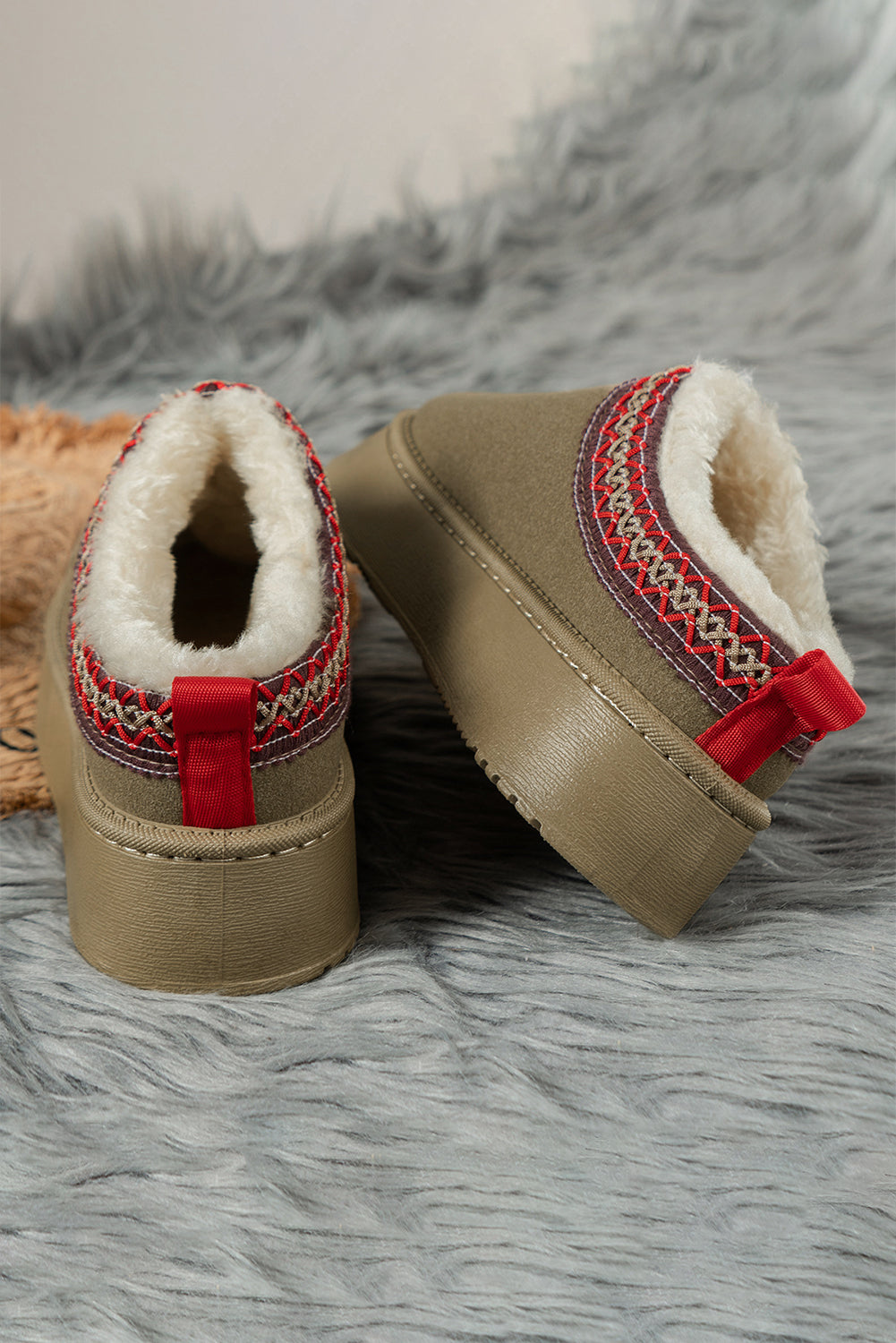 Støvler grøn forede slip-on vinter polyester med mønster