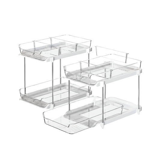 2-Tier Clear Acrylic Under Sink Organizer with Sliding Drawers