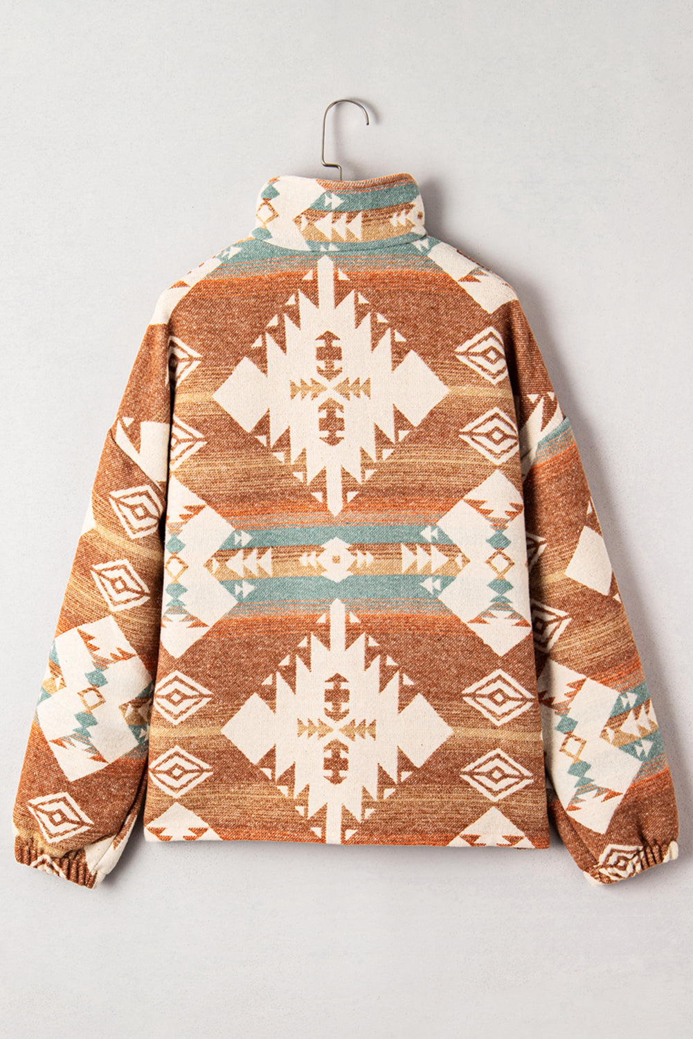 Sweatshirt khaki kvart-zip afslappet efterår Aztec stil