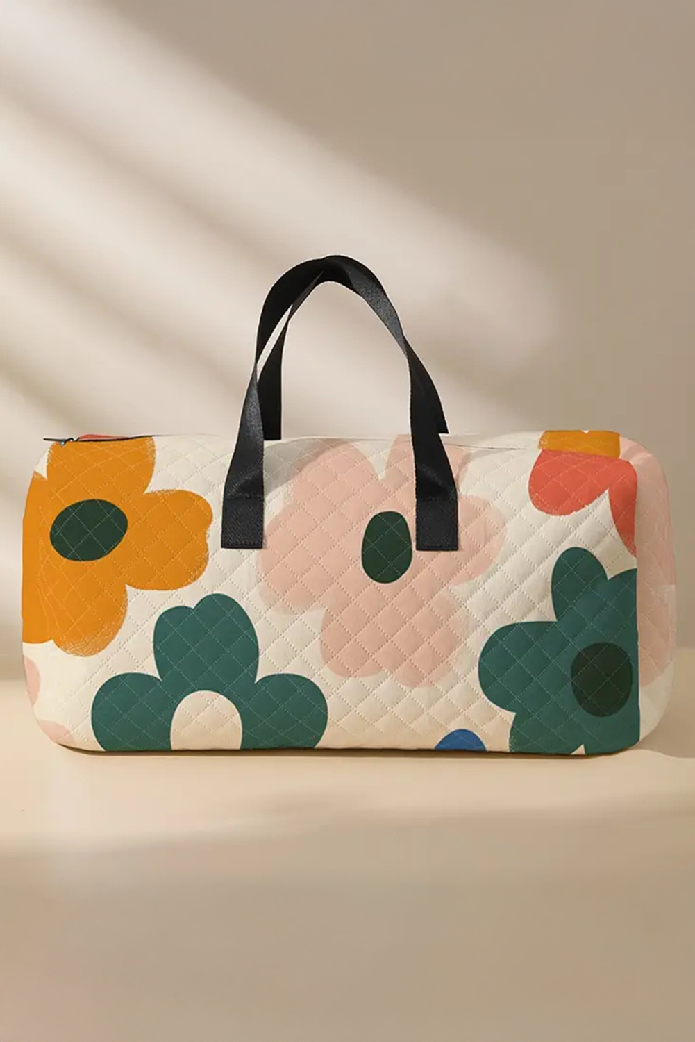 Taske blomsterprint quiltet weekendtaske polyester