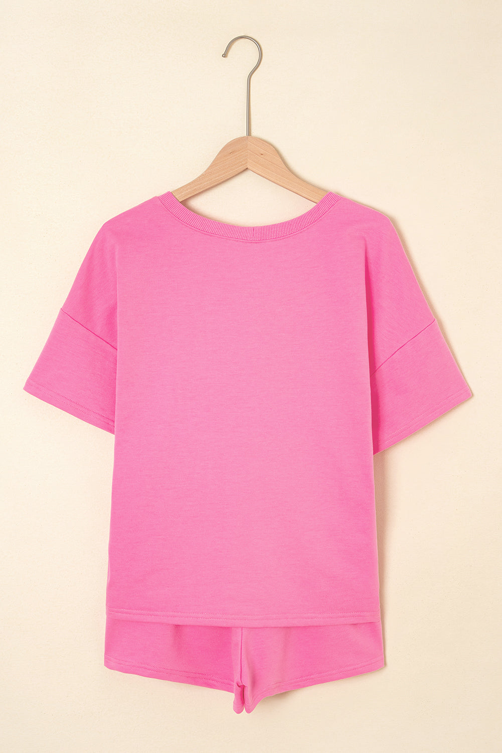 T-shirt og shorts sæt V-hals løs pasform sommerstyle