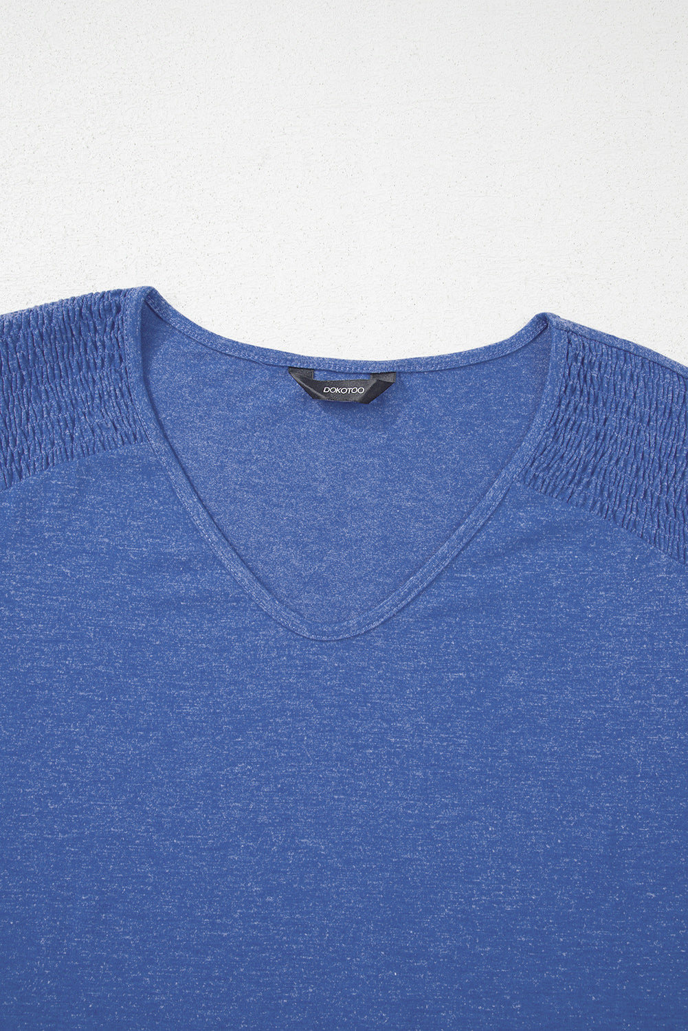 Bluse gul langærmet shirred detalje polyester mix