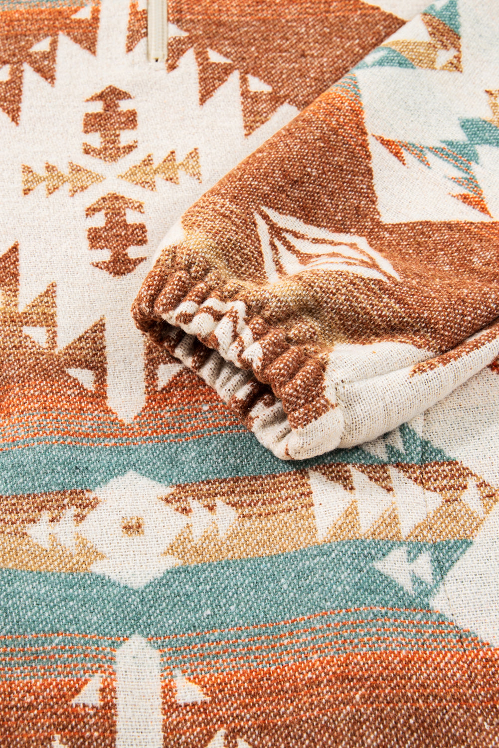 Sweatshirt khaki kvart-zip afslappet efterår Aztec stil