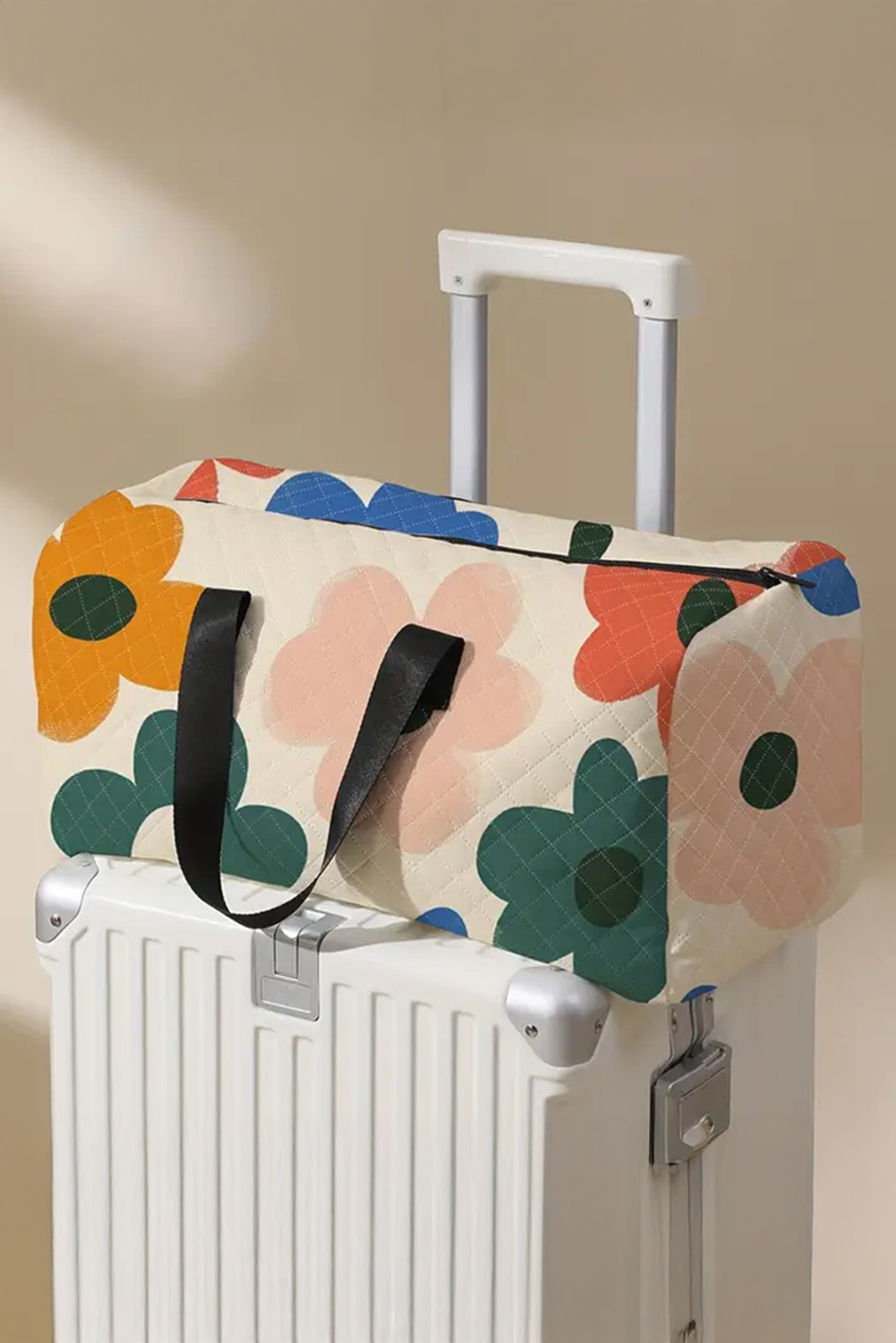 Taske blomsterprint quiltet weekendtaske polyester