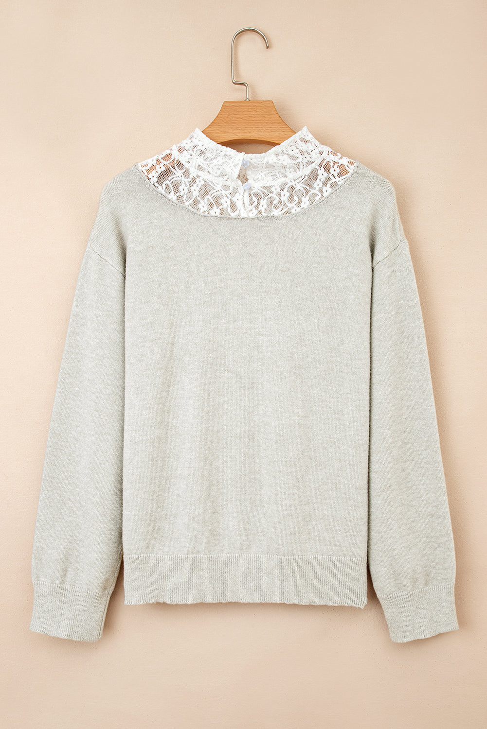 Sweater lysegrå blonde patchwork efterår viskose mix