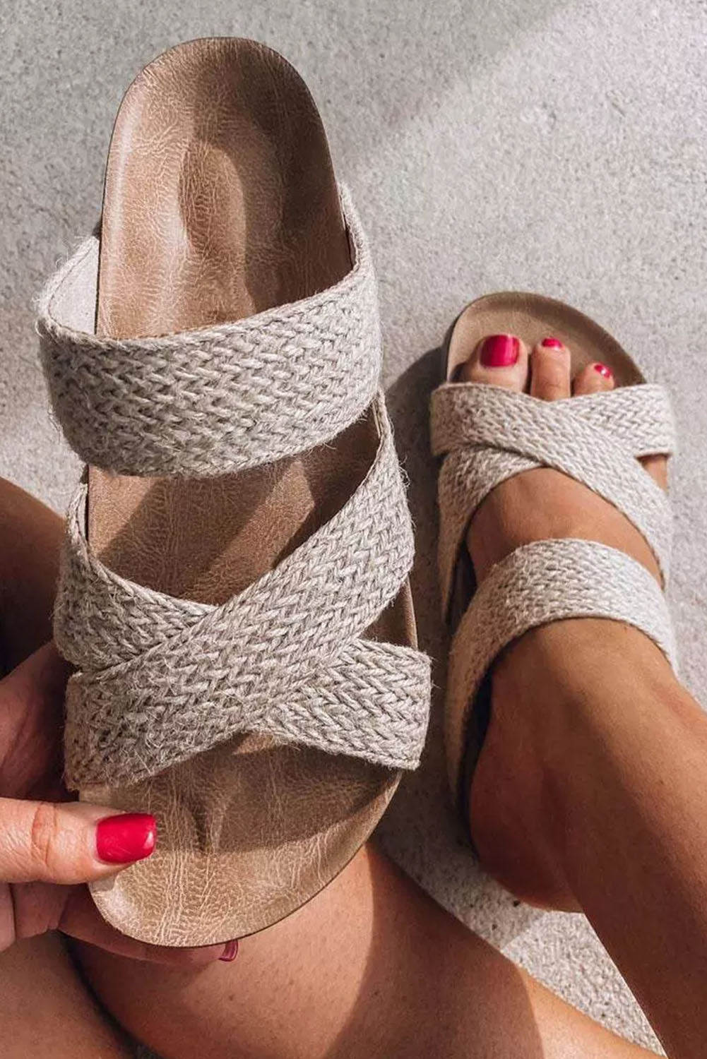 Slippers vævet syntetisk slip-on til sommer og fritid