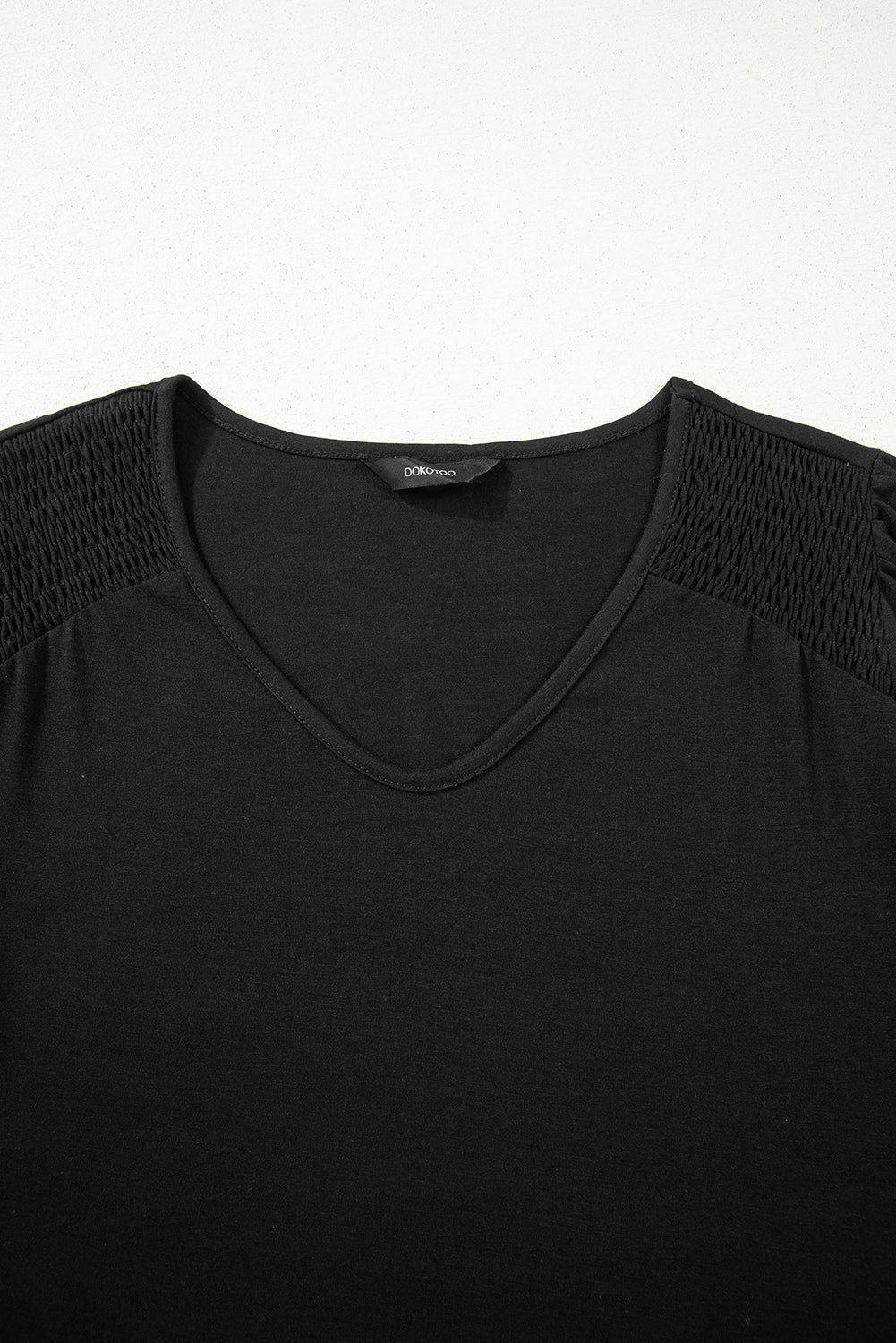Bluse gul langærmet shirred detalje polyester mix