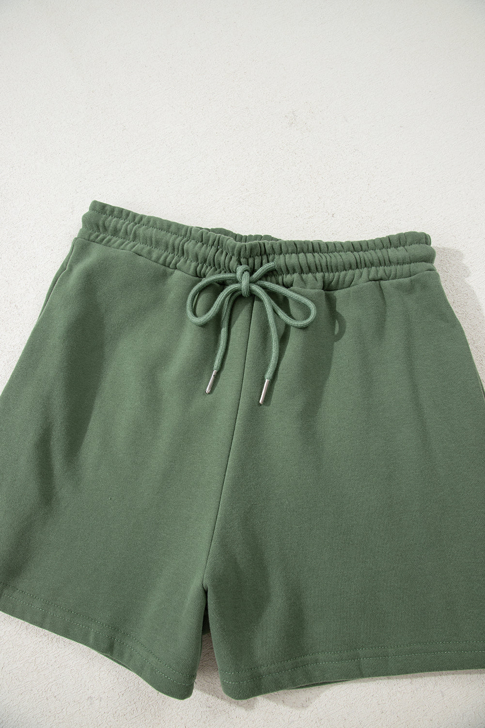 Pullover sæt med hætte knapper og afslappede shorts bomuld