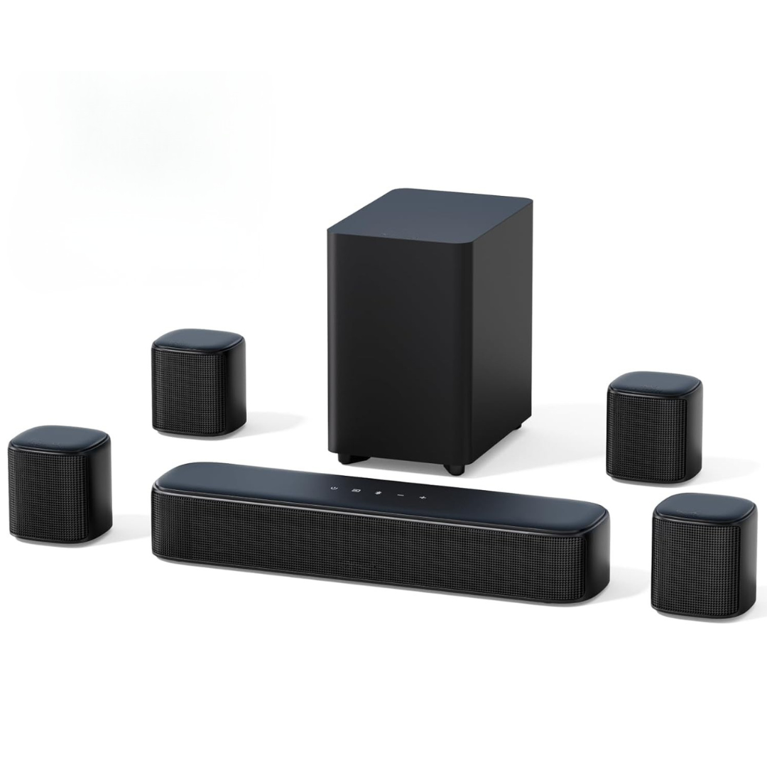 7.1ch Virtual Surround Sound Bar with Subwoofer & 4 Surround Speakers