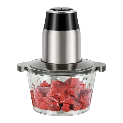 8-Cup Food Processor with Glass Bowl and Stainless Steel Blades, 450W