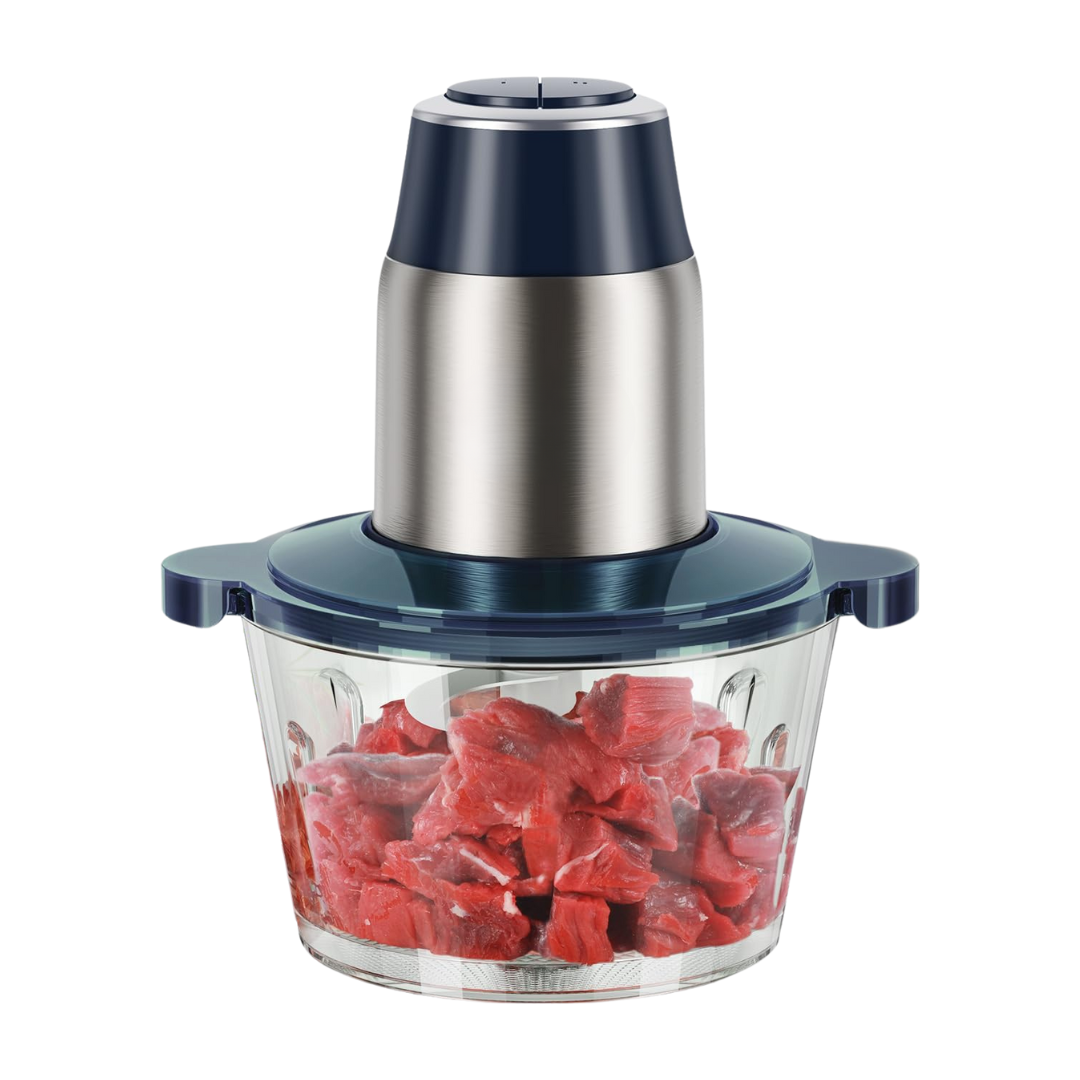 8-Cup Food Processor with Glass Bowl and Stainless Steel Blades, 450W