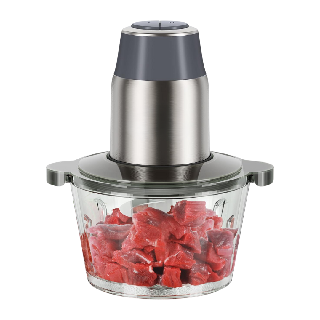 8-Cup Food Processor with Glass Bowl and Stainless Steel Blades, 450W