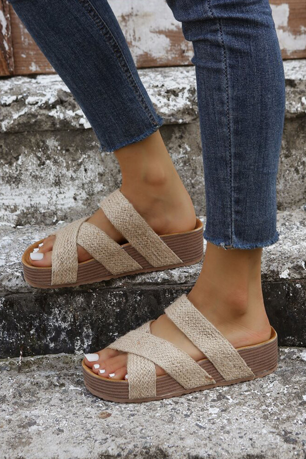 Slippers vævet syntetisk slip-on til sommer og fritid
