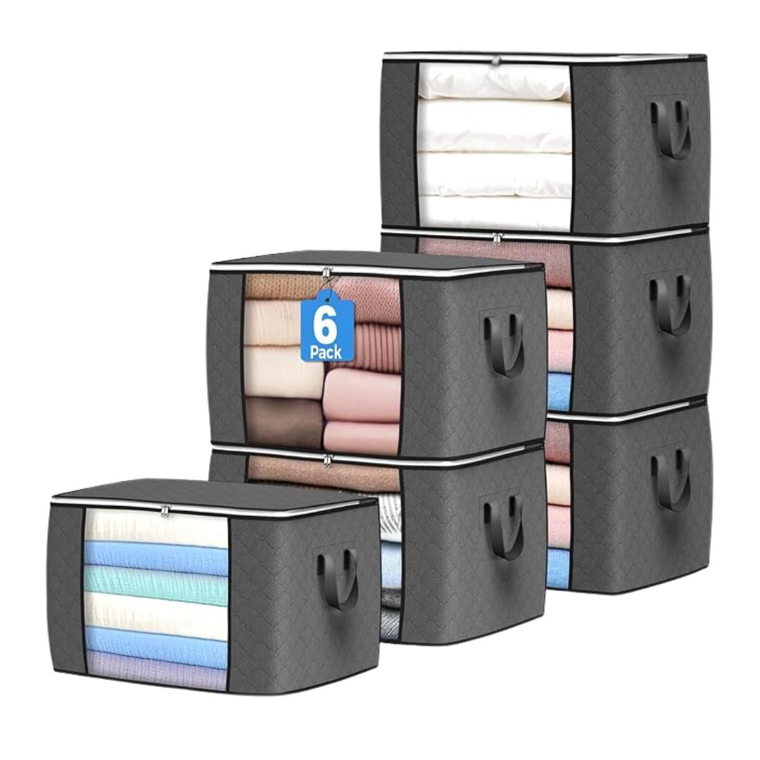 90L Foldable Clothes Storage Bags with Window and Handles, Multipack