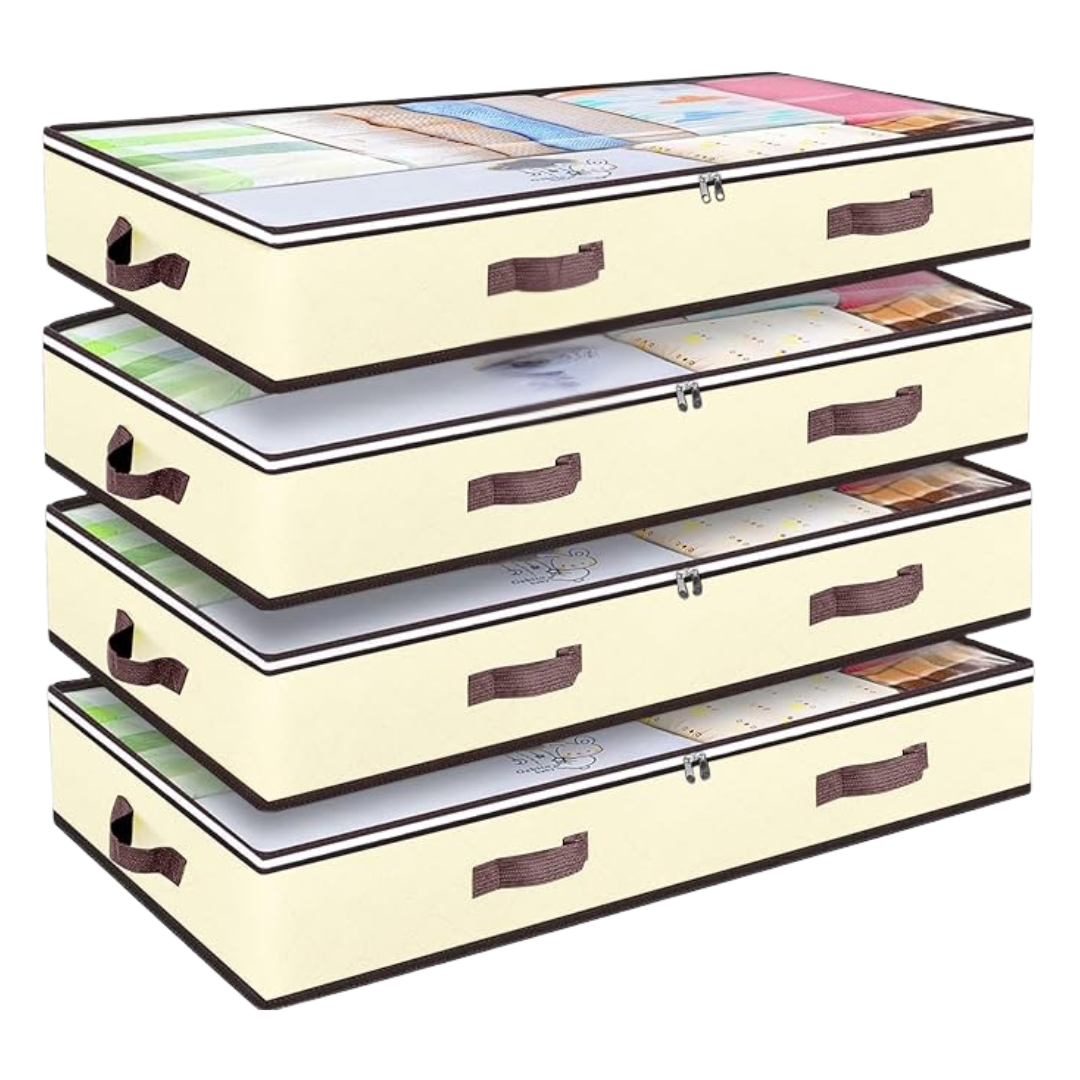 90L Under Bed Storage Bins with Zipper Lid, Foldable Fabric Bag