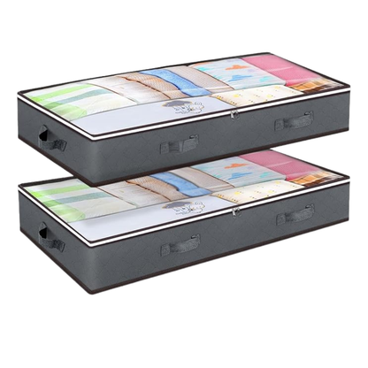 90L Under Bed Storage Bins with Zipper Lid, Foldable Fabric Bag