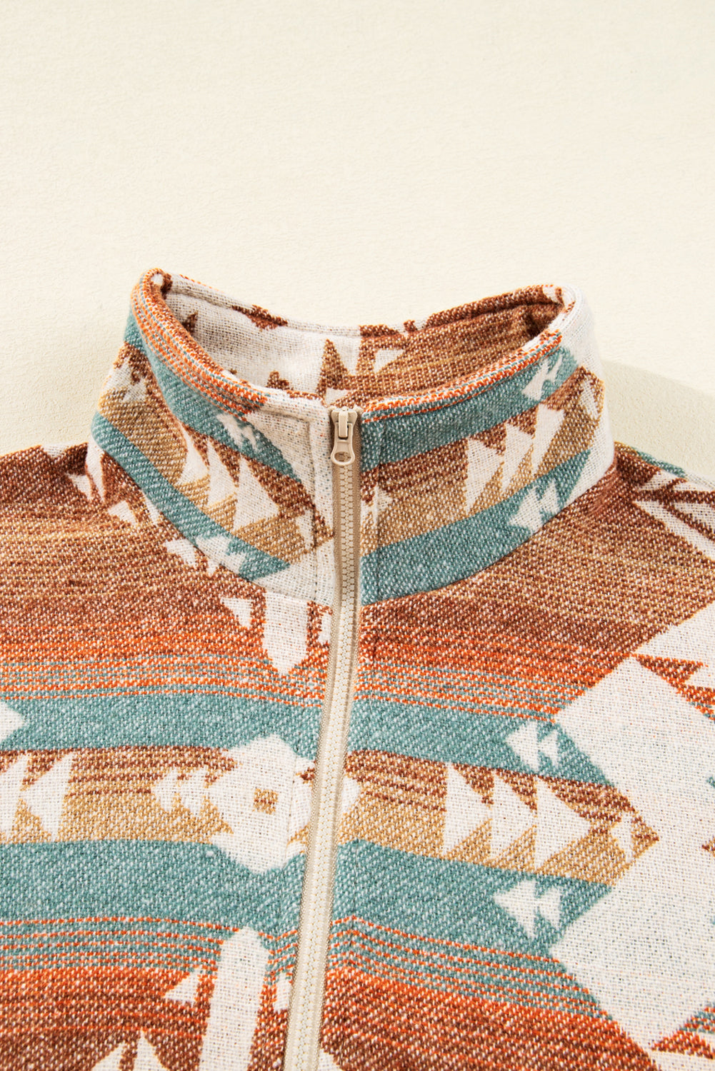 Sweatshirt khaki kvart-zip afslappet efterår Aztec stil