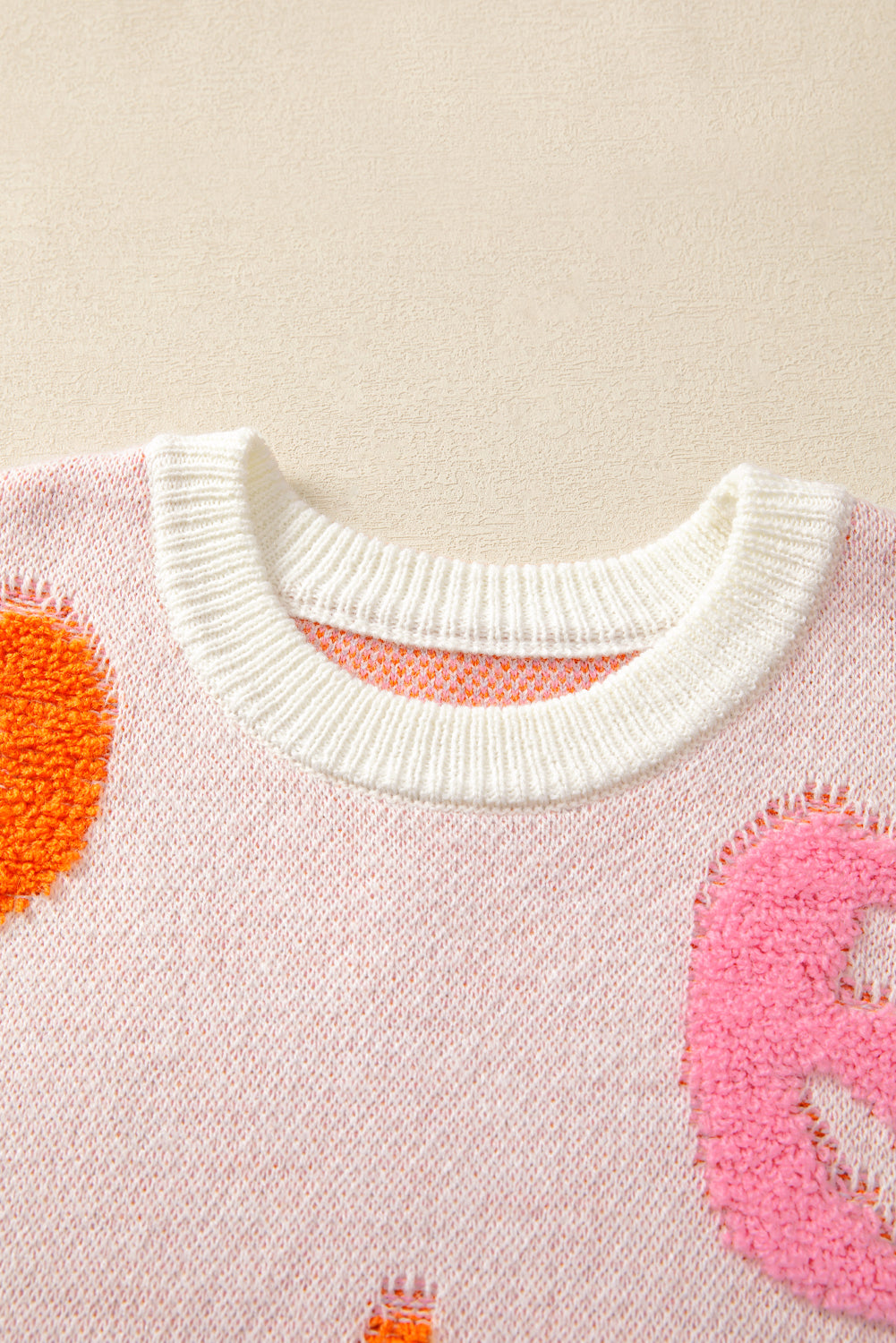 Sweater beige Halloween græskar print akryl efterår festlig