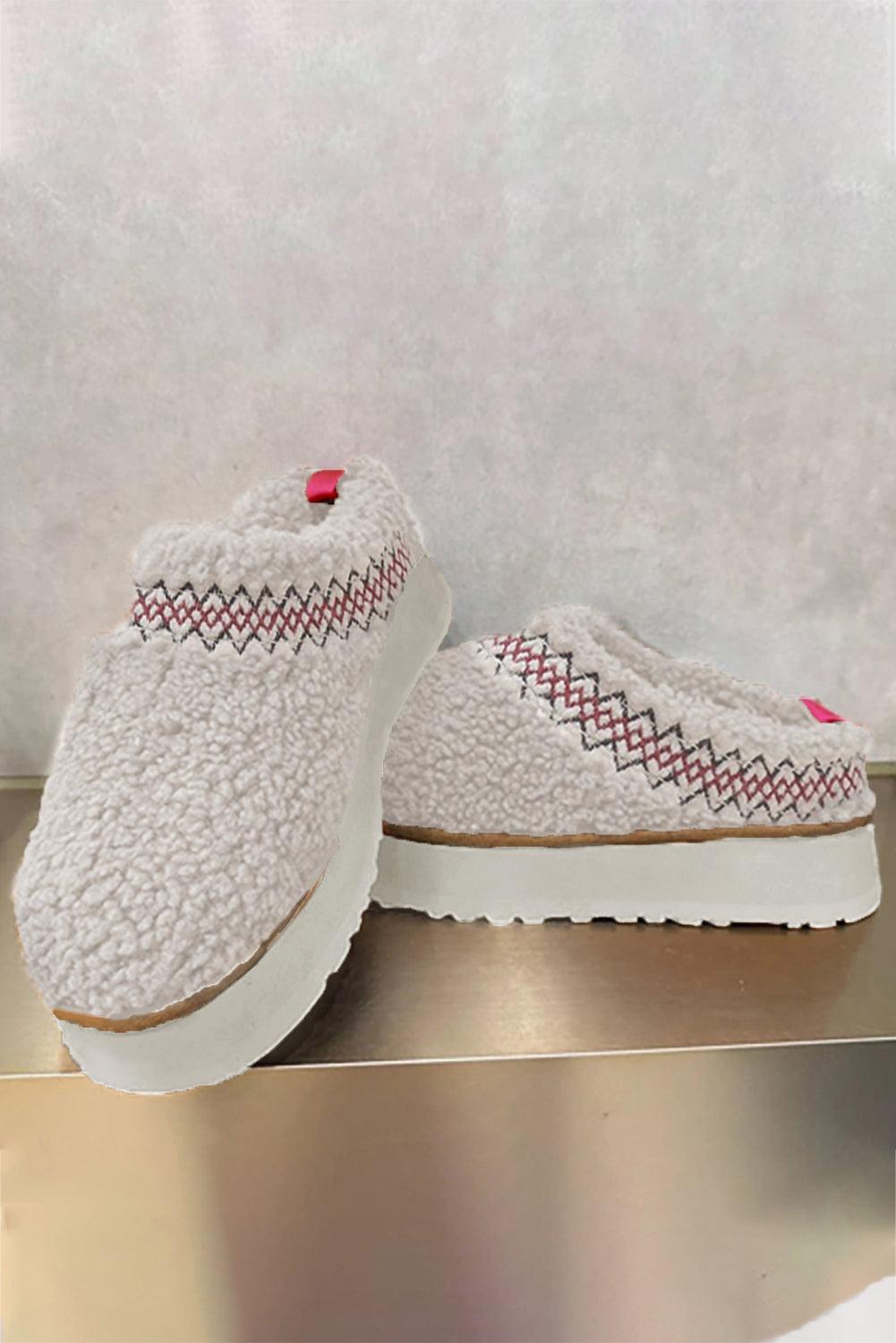 Støvler sherpa broderet vinter plys tykkere sål slip-on