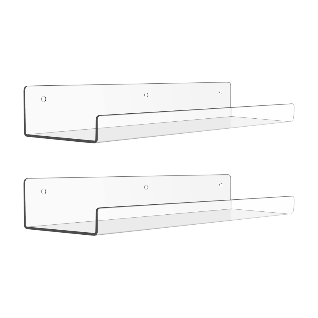 Acrylic Wall Shelves 15 Inch Floating Bathroom Organizer Set