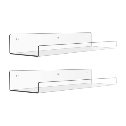 Acrylic Wall Shelves 15 Inch Floating Bathroom Organizer Set