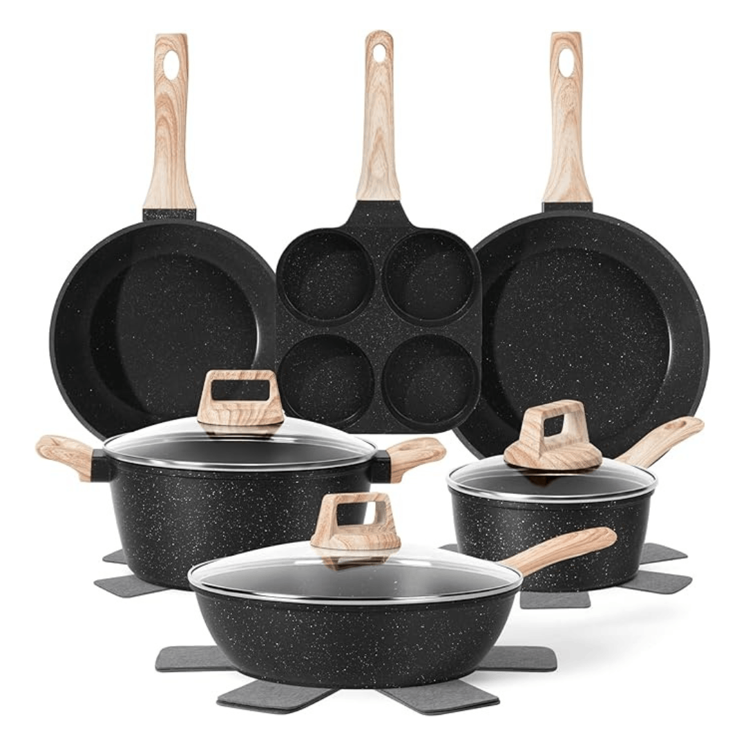 Granite-Coated Nonstick Aluminum Cookware Set - Kim Mode