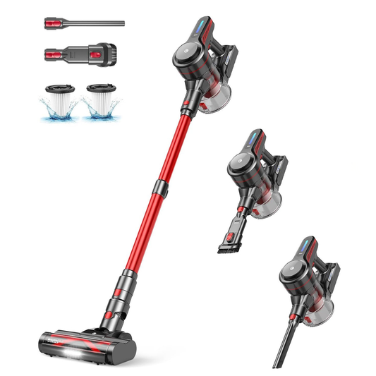 Cordless Stick Vacuum with LED, 28KPa Suction, and 1.5L Dust Cup