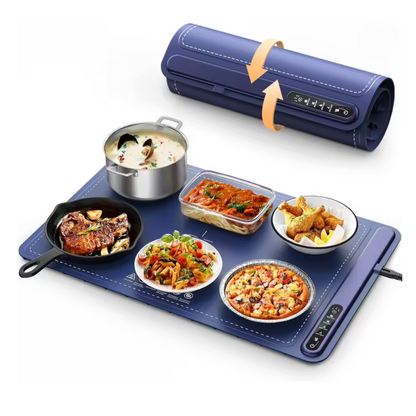 Electric Food Warming Tray with 4 Heat Levels and Timer Control