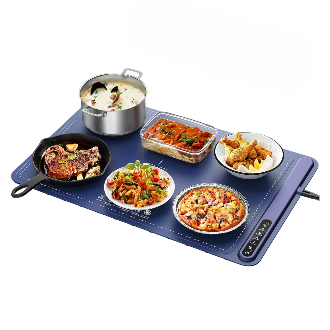 Electric Food Warming Tray with 4 Heat Levels and Timer Control