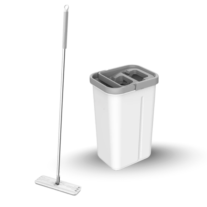 Flat Mop & Bucket Set, 360° Rectangular Head, Telescopic Steel Handle