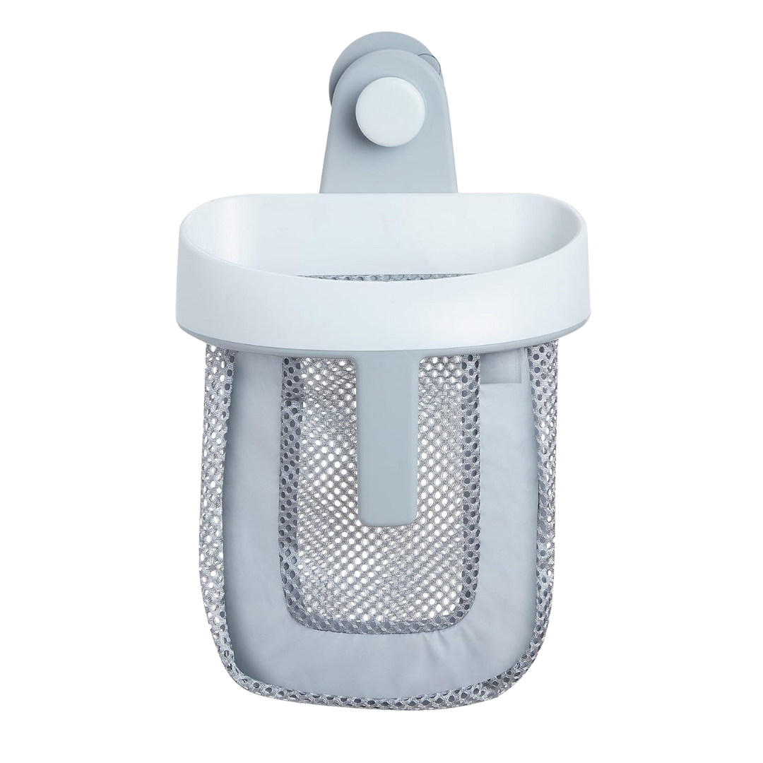Hanging Bath Toy Storage with Quick-Dry Mesh and Large Scoop, Grey