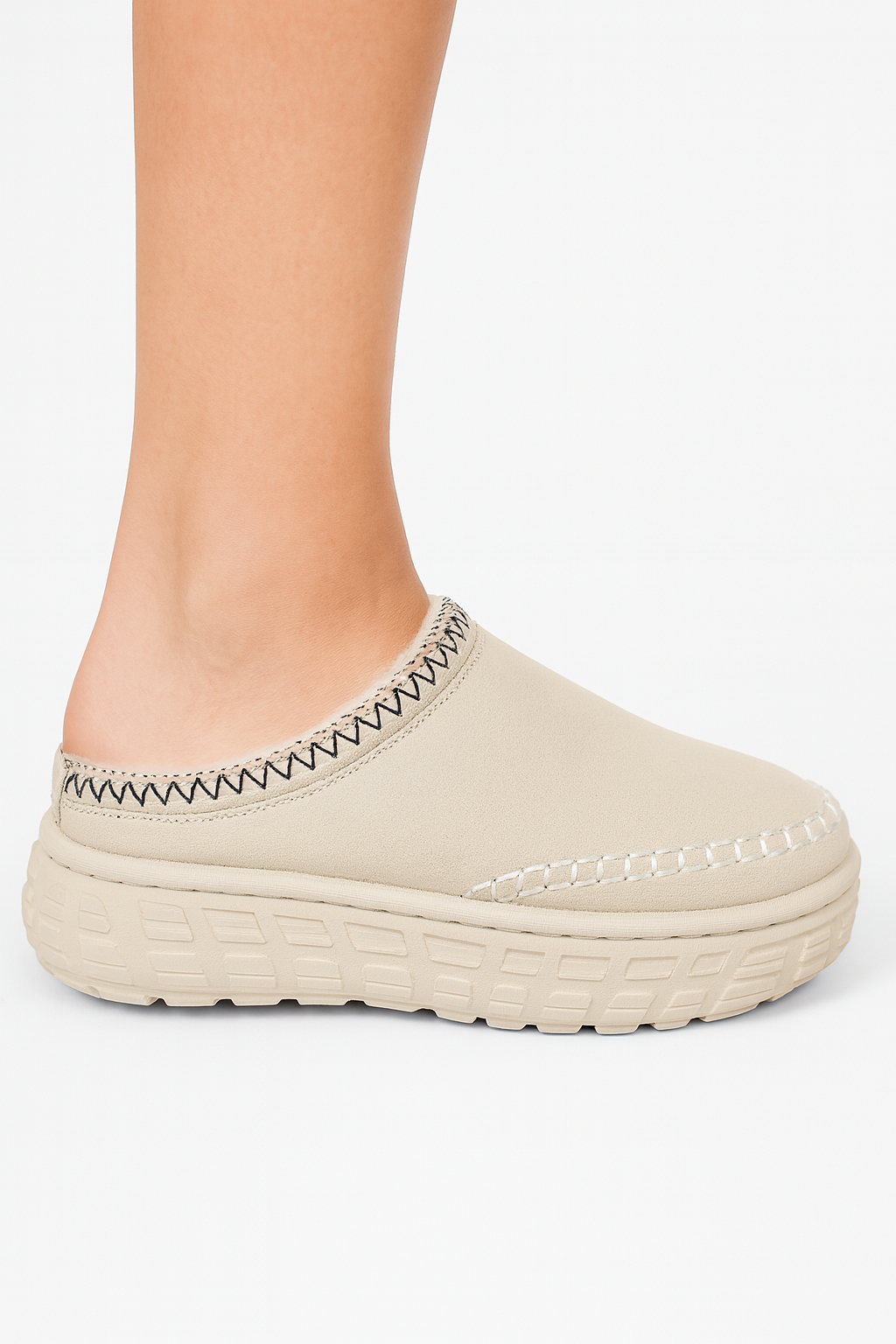 Hjemmesko vinter faux ruskind PU plys clog design damesko