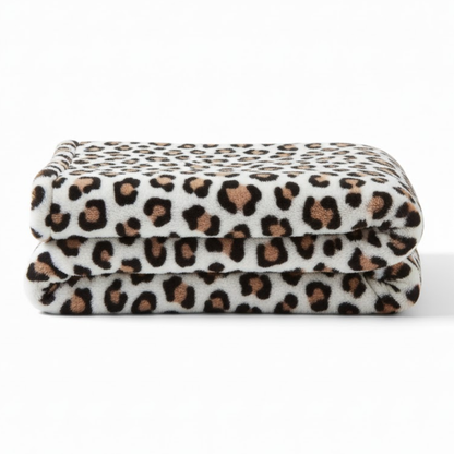 Leopard Print Fleece Blanket for Bed, Sofa, Travel, Camping