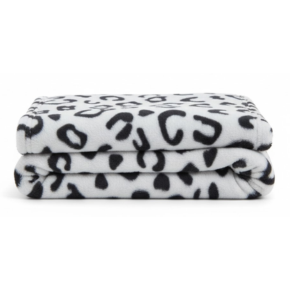 Leopard Print Fleece Blanket for Bed, Sofa, Travel, Camping