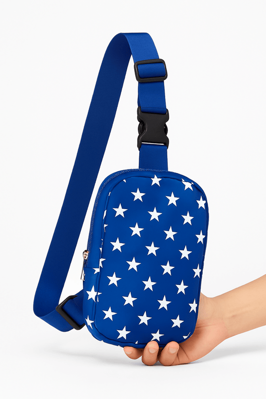 Nylon skuldertaske med stjerner, ideel til patriotiske begivenheder