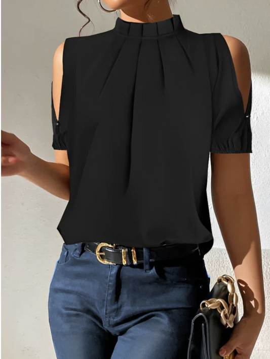 Off-shoulder kontorbluse