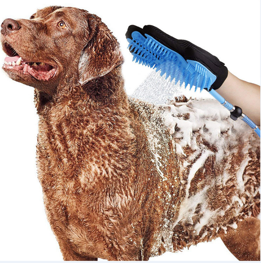 Pet Shower Glove Sprayer for Dogs and Cats, Blue Silicone