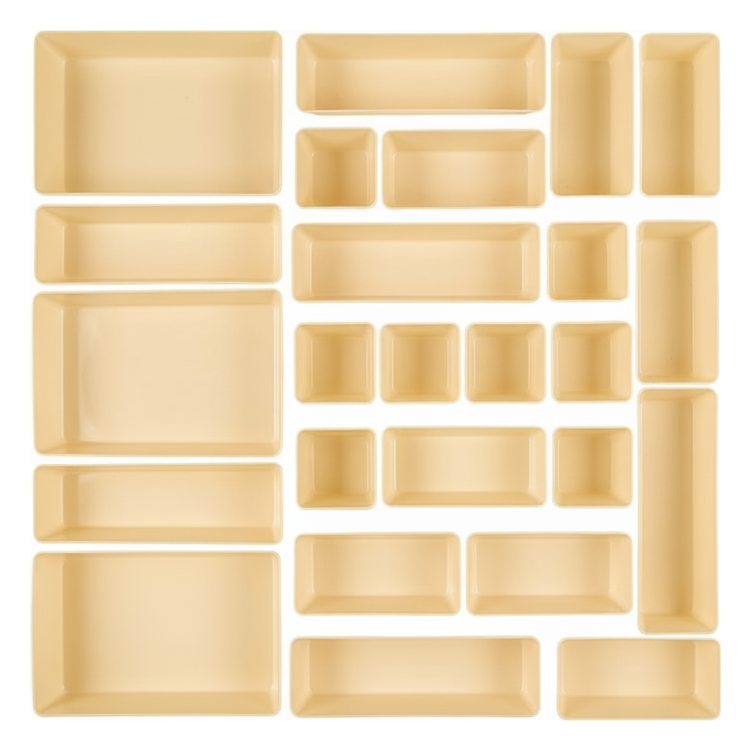 Plastic Drawer Organizer Set 25-Piece in 4-Size Storage Trays