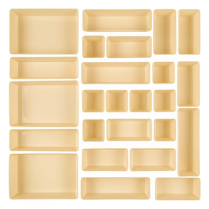 Plastic Drawer Organizer Set 25-Piece in 4-Size Storage Trays
