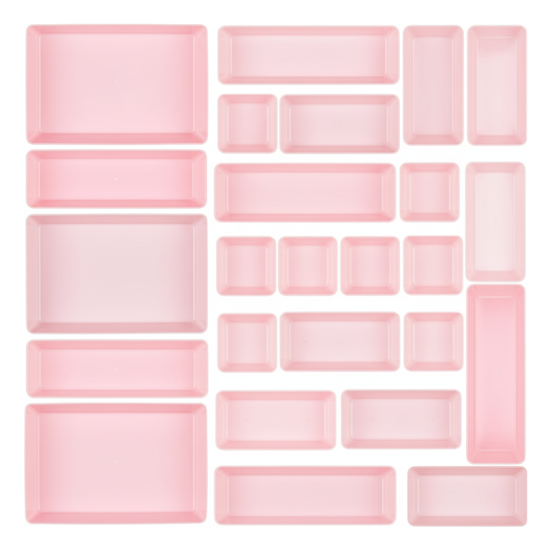 Plastic Drawer Organizer Set 25-Piece in 4-Size Storage Trays