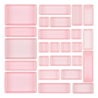 Plastic Drawer Organizer Set 25-Piece in 4-Size Storage Trays