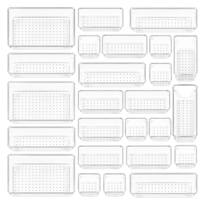 Plastic Drawer Organizer Set 25-Piece in 4-Size Storage Trays
