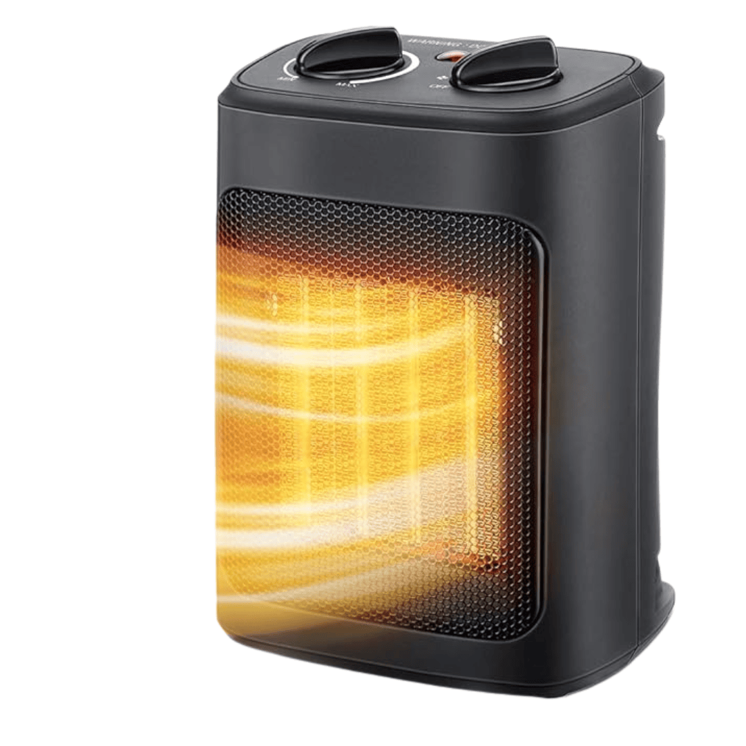 Black Portable Heater with Built-In Thermostat - Kim Mode